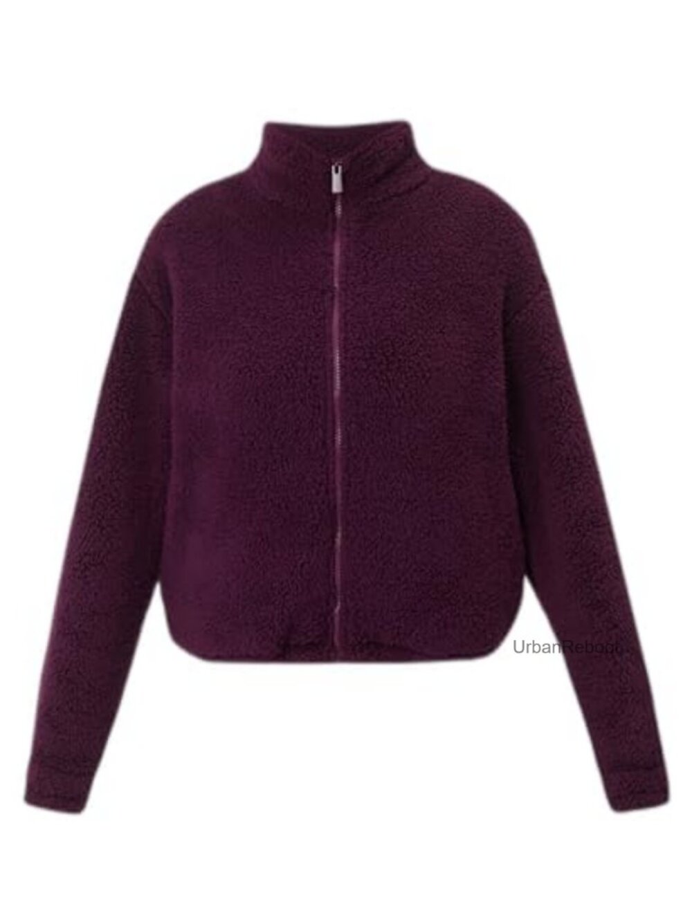 Sherpa Fleece Zip Up Sweatshirt Funnel Neck Relaxed Fit